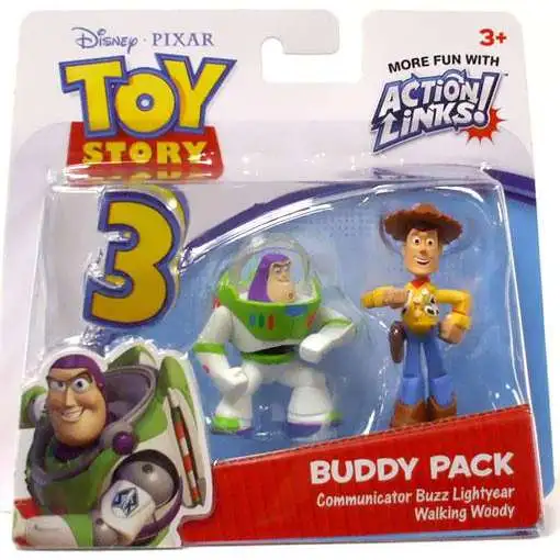 Toy Story 3 Action Links Buddy Pack Communicator Buzz Lightyear & Walking Woody Mini Figure 2-Pack