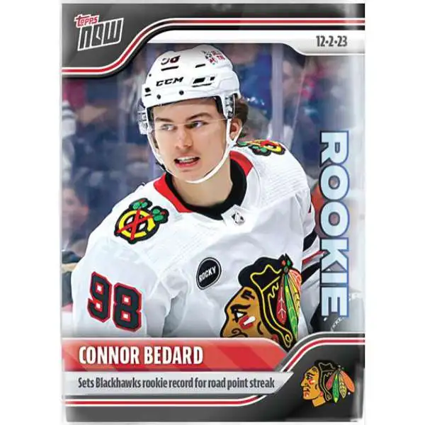 NHL Chicago Blackhawks 2023-24 NOW Hockey Connor Bedard Single Sticker Card #52 [Rookie, Sets Blackhawks record for road point streak]