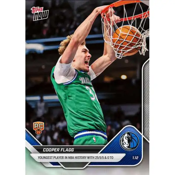 NBA Dallas Mavericks 2025-26 NOW Basketball Cooper Flagg #124 [Rookie, Youngest Player in History with 25/5/5 & 0 TO]