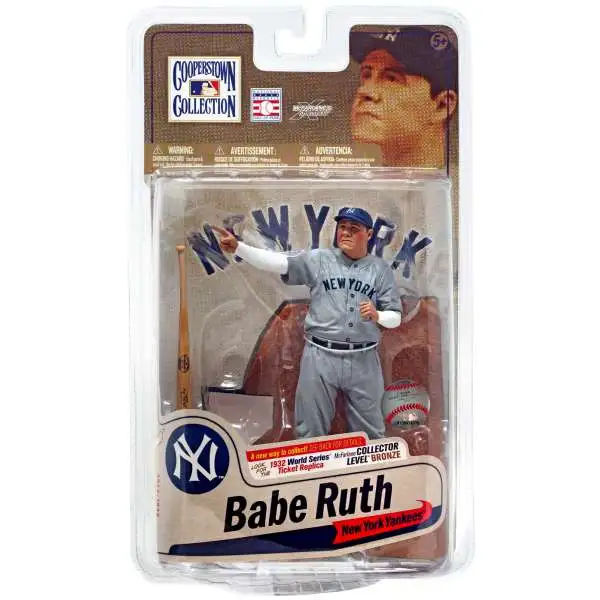 Babe Ruth Action Figure White Jersey Cooperstown Collection Series