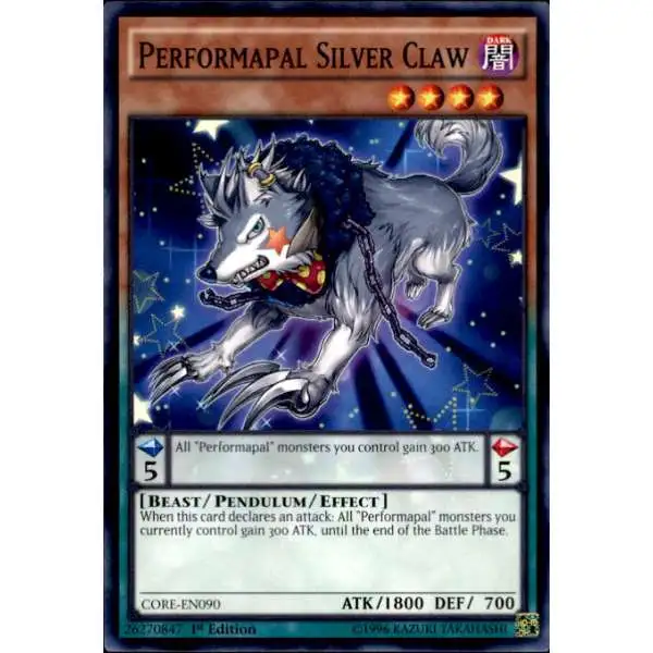 YuGiOh Clash of Rebellions Common Performapal Silver Claw CORE-EN090