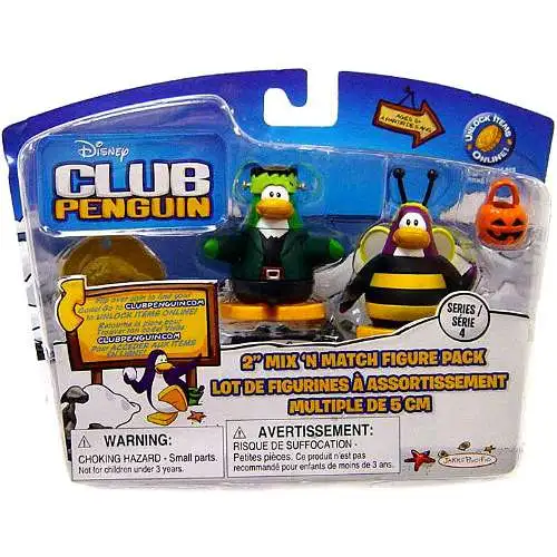 Club Penguin Mix 'N Match Series 1 Bumble Bee & Frankenpenguin Mini Figure Set