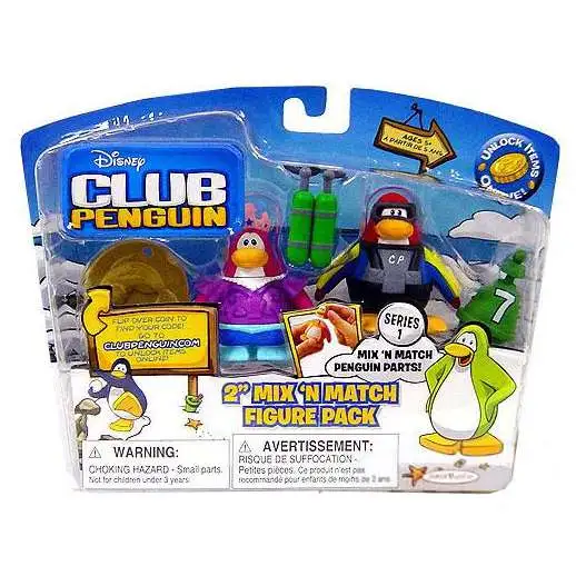 Club Penguin Mix 'N Match Series 1 Scuba Diver & Mermaid Mini Figure Set