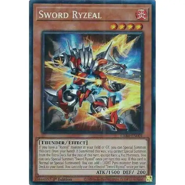 YuGiOh Trading Card Game Crossover Breakers Quarter Century Secret Rare Sword Ryzeal CRBR-EN001