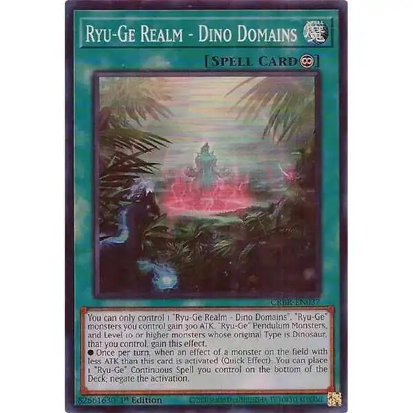 YuGiOh Trading Card Game Crossover Breakers Super Rare Ryu-Ge Realm - Dino Domains CRBR-EN037