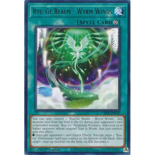 YuGiOh Trading Card Game Crossover Breakers Rare Ryu-Ge Realm - Wyrm Winds CRBR-EN039