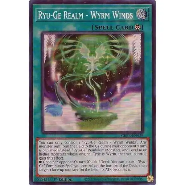 YuGiOh Trading Card Game Crossover Breakers Super Rare Ryu-Ge Realm - Wyrm Winds CRBR-EN039