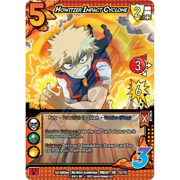 My Hero Academia Collectible Card Game Series 2 Crimson Rampage Ultra Rare Howitzer Impact Cyclone #23