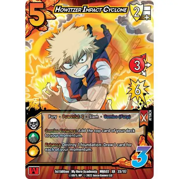 My Hero Academia Collectible Card Game Series 2 Crimson Rampage Extra Rare Howitzer Impact Cyclone #23 [XR]