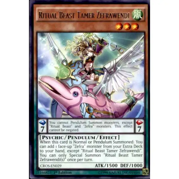 YuGiOh Crossed Souls Rare Ritual Beast Tamer Zefrawendi CROS-EN029