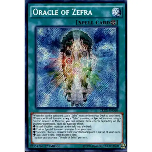 YuGiOh Crossed Souls Secret Rare Oracle of Zefra CROS-EN060