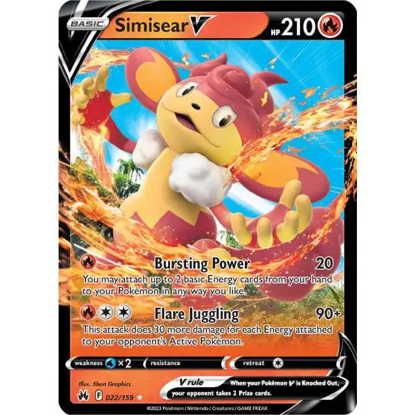 Pokemon Trading Card Game Crown Zenith Holo Rare Simisear V #22