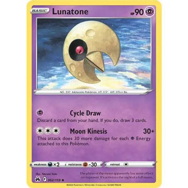 Pokemon Trading Card Game Crown Zenith Uncommon Lunatone #62