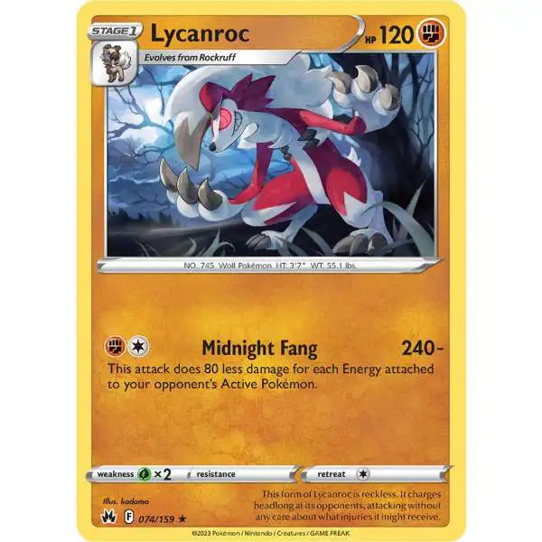 Pokemon Trading Card Game Crown Zenith Rare Lycanroc #74
