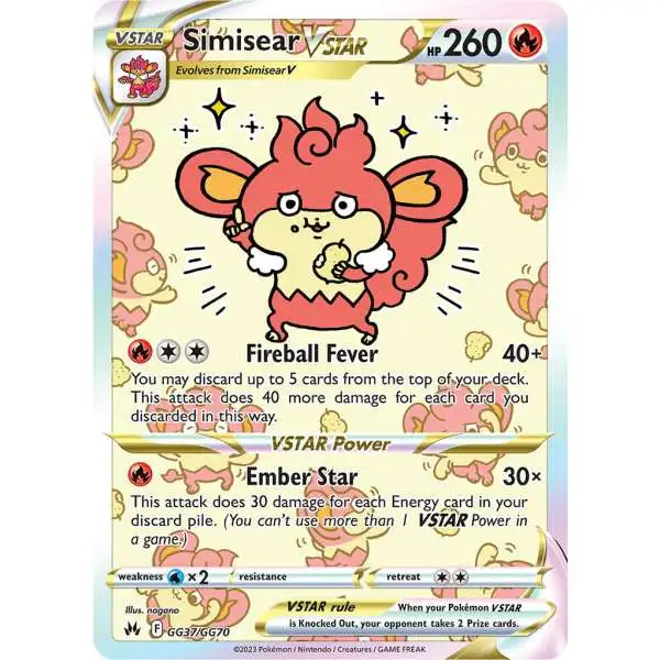 Pokemon Trading Card Game Crown Zenith Holo Rare Simisear VSTAR GG37 [Galarian Gallery]
