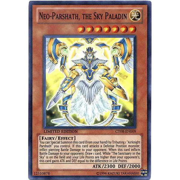 YuGiOh Trading Card Game Holiday Tin Promo Super Rare Neo-Parshath, the Sky Paladin CT08-EN009