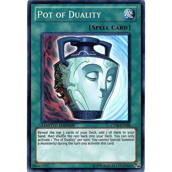 YuGiOh Trading Card Game Holiday Tin Promo Super Rare Pot of Duality CT08-EN008