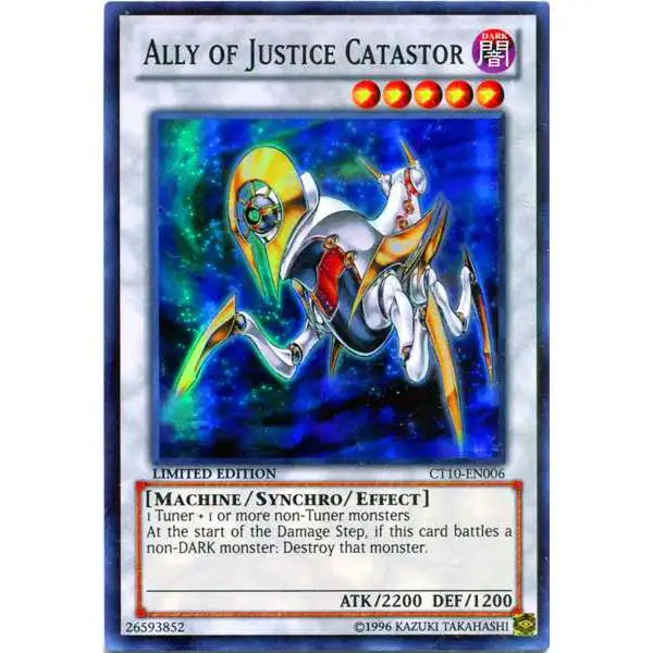 YuGiOh Holiday Tin Promo Super Rare Ally of Justice Catastor CT10-EN006