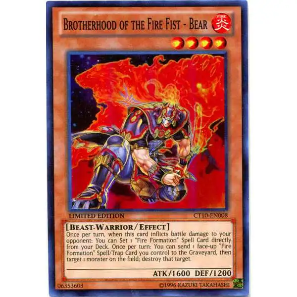 YuGiOh Holiday Tin Promo Super Rare Brotherhood of the Fire Fist - Bear CT10-EN008