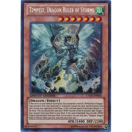 YuGiOh Holiday Tin Promo Secret Rare Tempest, Dragon Ruler of Storms CT10-EN004