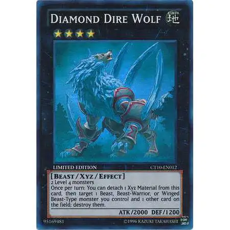 YuGiOh Holiday Tin Promo Super Rare Diamond Dire Wolf CT10-EN012