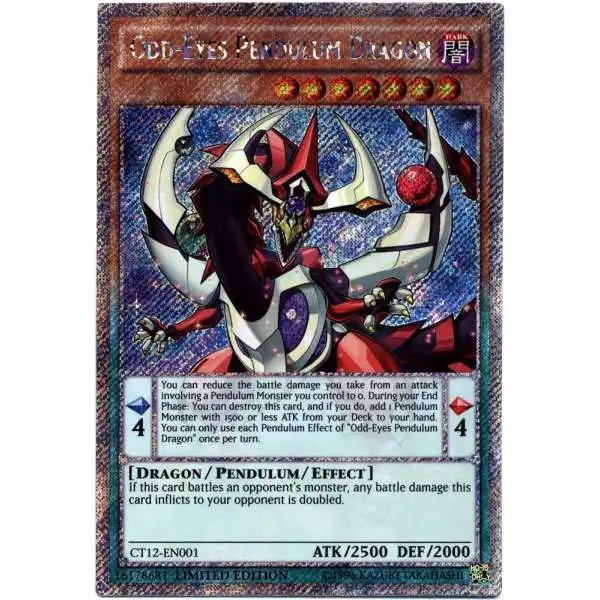 YuGiOh 2015 Mega Tin Platinum Secret Rare Odd-Eyes Pendulum Dragon CT12-EN001