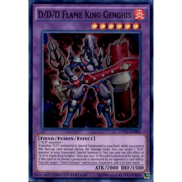 YuGiOh 2016 Mega-Tin Mega Pack Super Rare D/D/D Flame King Genghis CT13-EN005 [Yugi Tin]