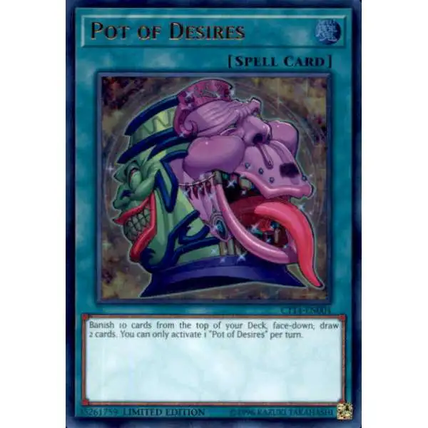 YuGiOh 2017 Mega-Tin Mega Pack Ultra Rare Pot of Desires CT14-EN004