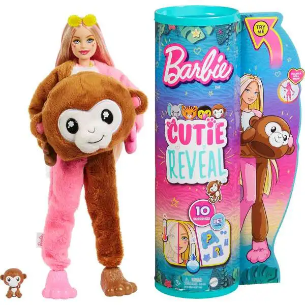 Barbie Cutie Reveal Jungle Series Monkey Surprise Doll