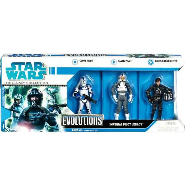 Star Wars Expanded Universe 2008 Legacy Collection Evolutions Imperial Pilot Legacy Action Figure 3-Pack [Biggs Darklighter & 2x Clone Pilots]