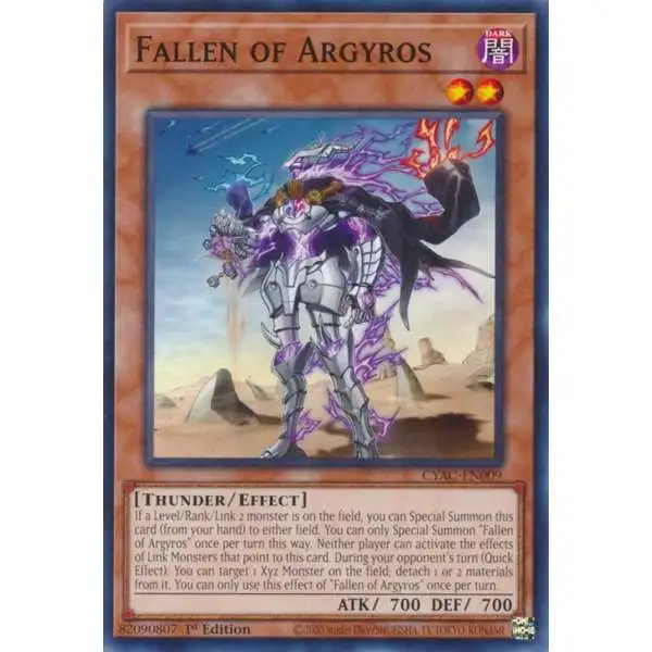 YuGiOh Trading Card Game Cyberstorm Access Common Fallen of Argyros CYAC-EN009