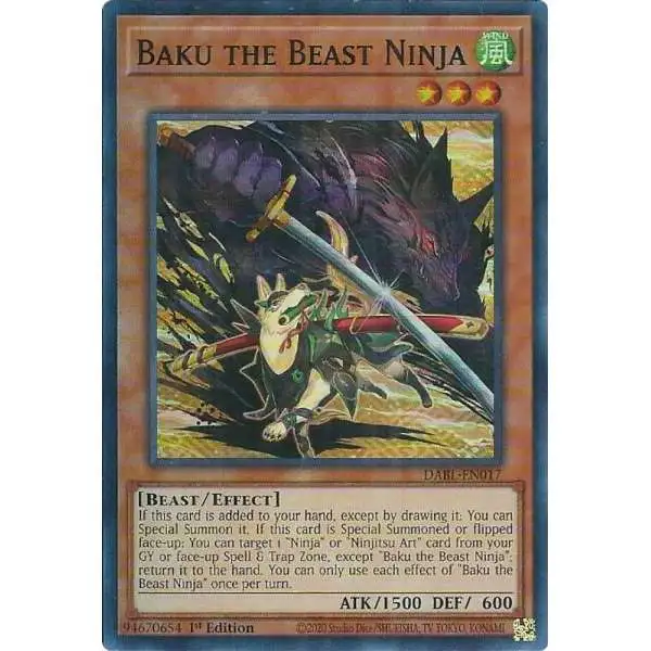 YuGiOh Darkwing Blast Super Rare Baku the Beast Ninja DABL-EN017