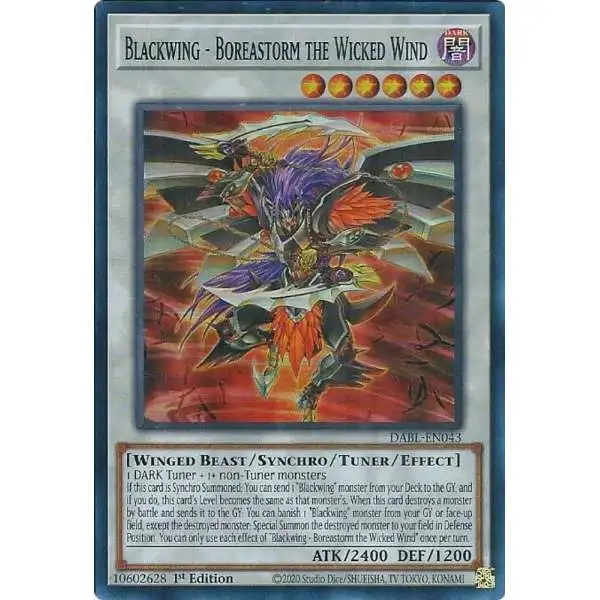 YuGiOh Darkwing Blast Super Rare Blackwing - Boreastorm the Wicked Wind DABL-EN043