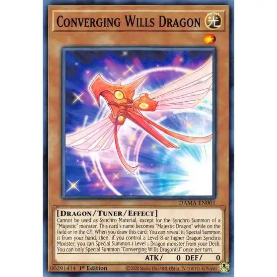 YuGiOh Trading Card Game Dawn of Majesty Common Converging Wills Dragon DAMA-EN001