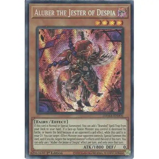 YuGiOh Trading Card Game Dawn of Majesty Secret Rare Aluber the Jester of Despia DAMA-EN006