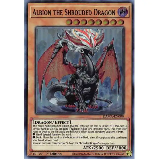 YuGiOh Trading Card Game Dawn of Majesty Super Rare Albion the Shrouded Dragon DAMA-EN008