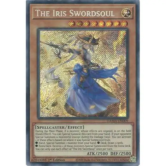 YuGiOh Trading Card Game Dawn of Majesty Secret Rare The Iris Swordsoul DAMA-EN009