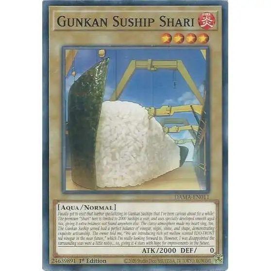 YuGiOh Trading Card Game Dawn of Majesty Common Gunkan Suship Shari DAMA-EN011