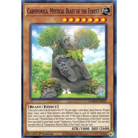 YuGiOh Trading Card Game Dawn of Majesty Common Carpiponica, Mystical Beast of the Forest DAMA-EN022