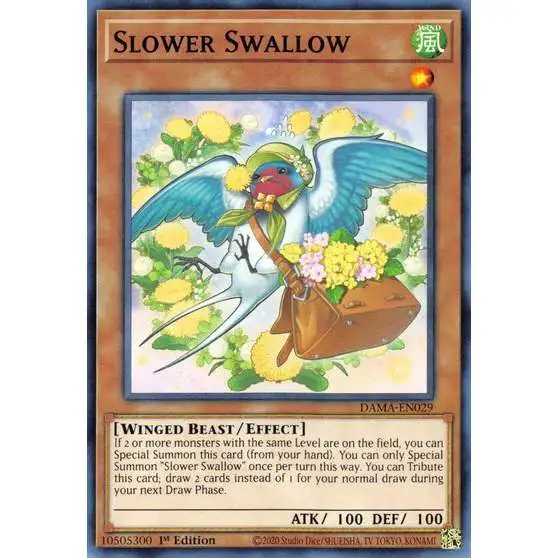 YuGiOh Trading Card Game Dawn of Majesty Common Slower Swallow DAMA-EN029