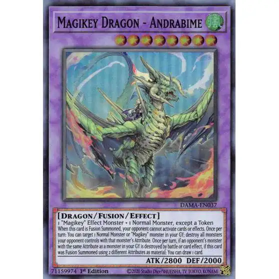 YuGiOh Trading Card Game Dawn of Majesty Super Rare Magikey Dragon - Andrabime DAMA-EN037
