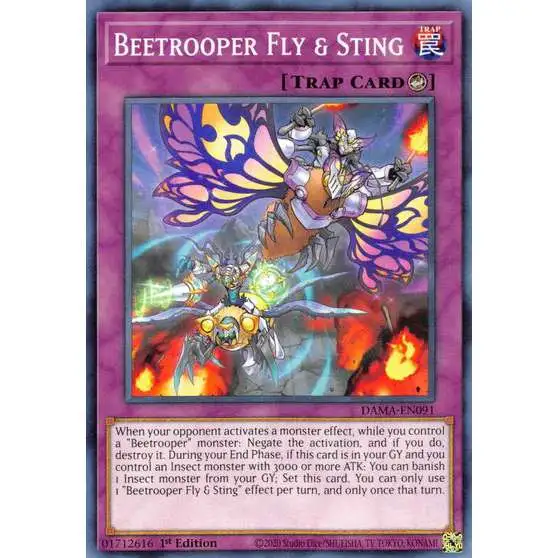YuGiOh Trading Card Game Dawn of Majesty Common Beetrooper Fly & Sting DAMA-EN091
