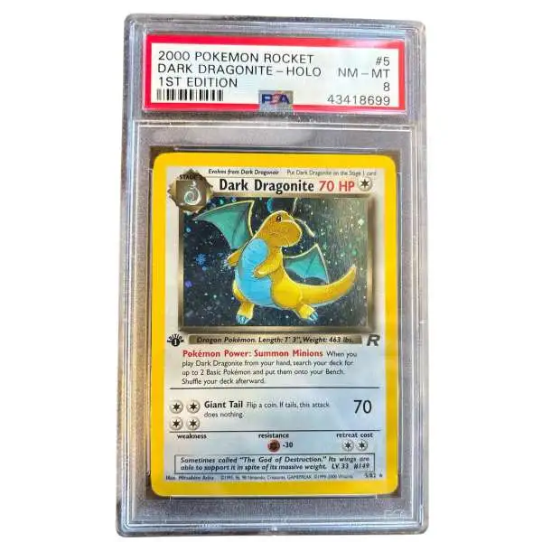 Pokemon Team Rocket Holo Rare Dark Dragonite #5 [PSA 8]
