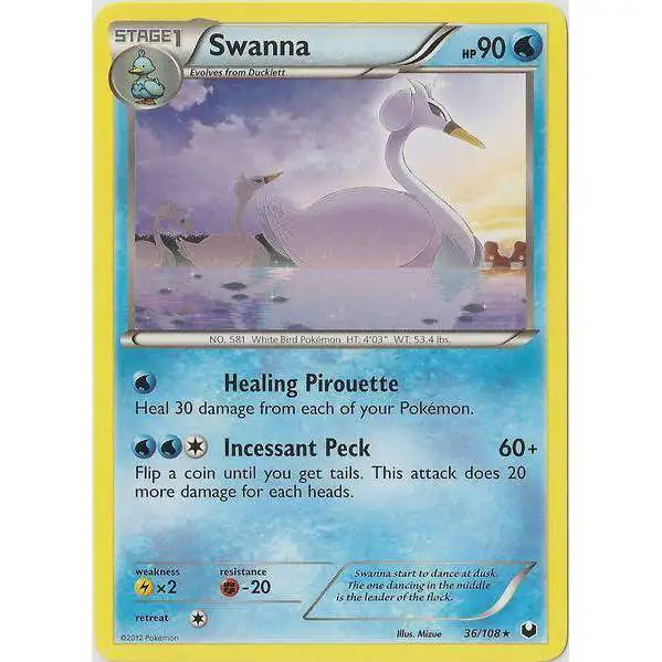 Pokemon Trading Card Game Black & White Dark Explorers Rare Swanna #36