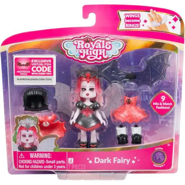 Royale High Dark Fairy 3-Inch Doll [9 Mix & Match Fashions & Nightshade Wings Virtual Item Code]