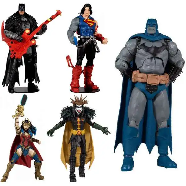 McFarlane Toys DC Multiverse Build Dark Father Series Batman, Superman, Wonder Woman & Robin King Set of 4 Action Figures [Death Metal]