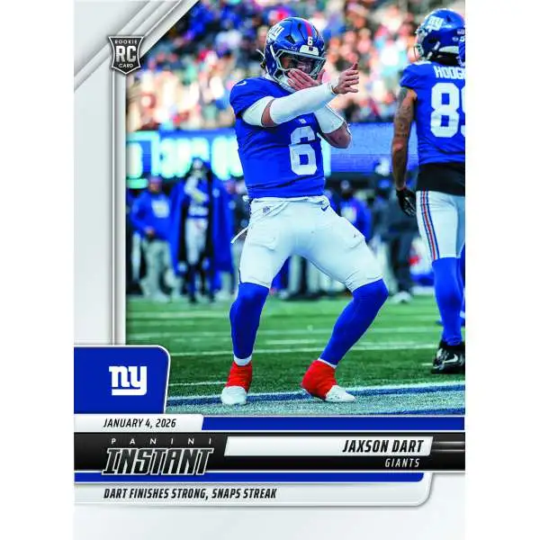 NFL New York Giants 2025 Instant Football Jaxson Dart #397 [Rookie, Finishes Strong]