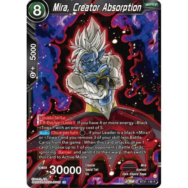 Dragon Ball Super Trading Card Game Wild Resurgence Rare Mira, Creator Absorption BT21-136