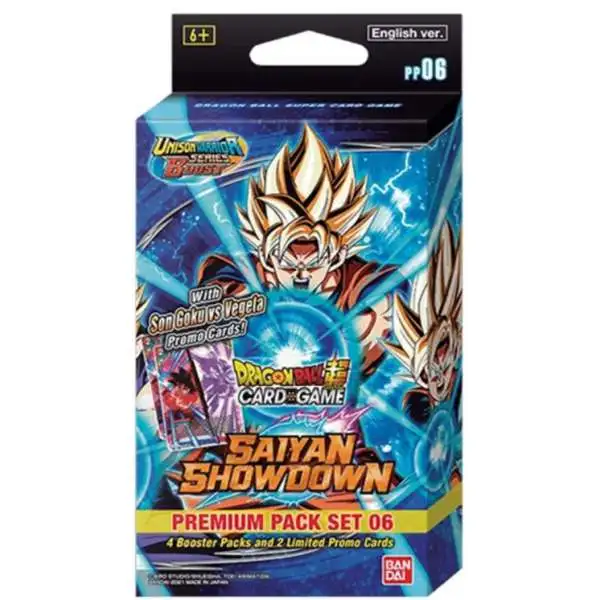 Dragon Ball Super Trading Card Game Unison Warrior Series 6 Saiyan Showdown Premium Pack Set PP06 [4 Booster Packs & 2 Promo Cards]