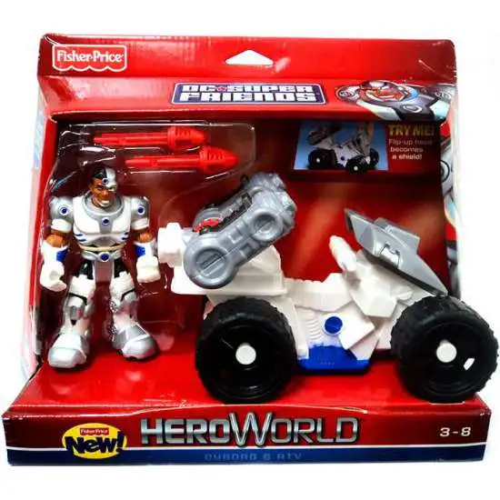 Fisher Price DC Super Friends Hero World Cyborg & ATV Action Figure Set
